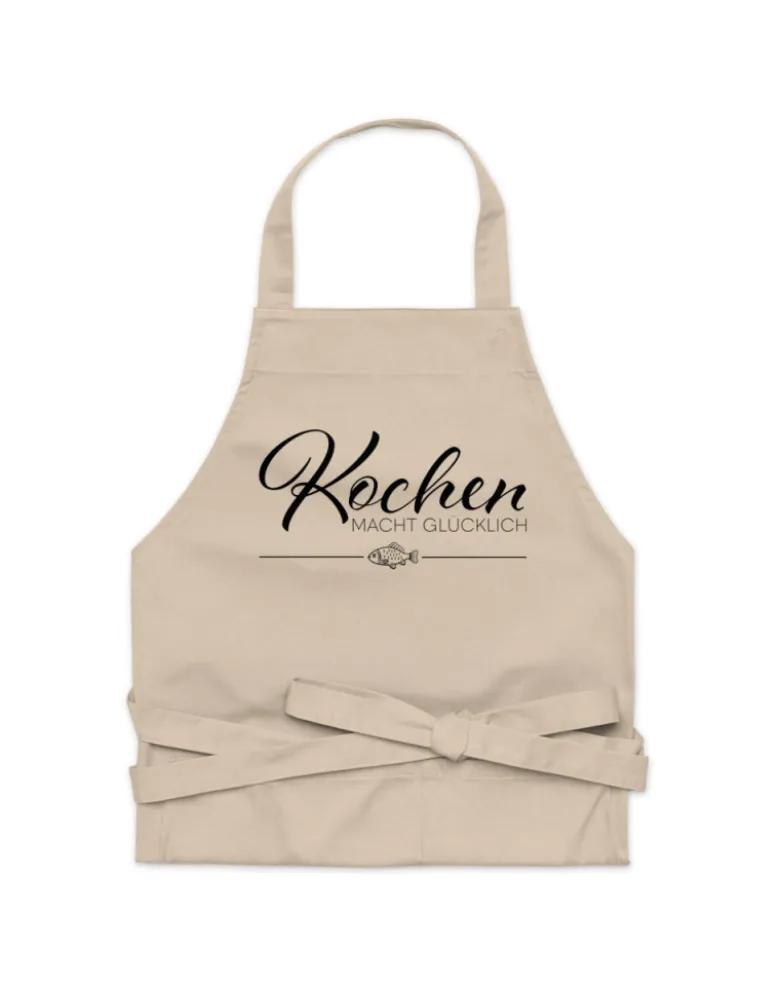 Schürze aus Bio-Baumwolle - Kochen macht glücklich