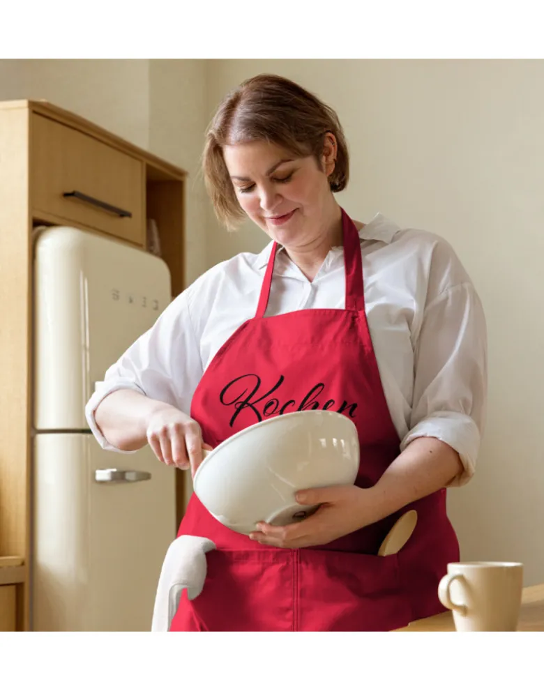 Schürze aus Bio-Baumwolle - Kochen macht glücklich