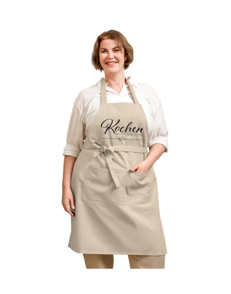 Schürze aus Bio-Baumwolle - Kochen macht glücklich
