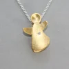 Schutzengel mit Brillant und Kette, 925 Silber goldplattiert