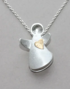 Schutzengel mit Herz und Kette, 925 Silber