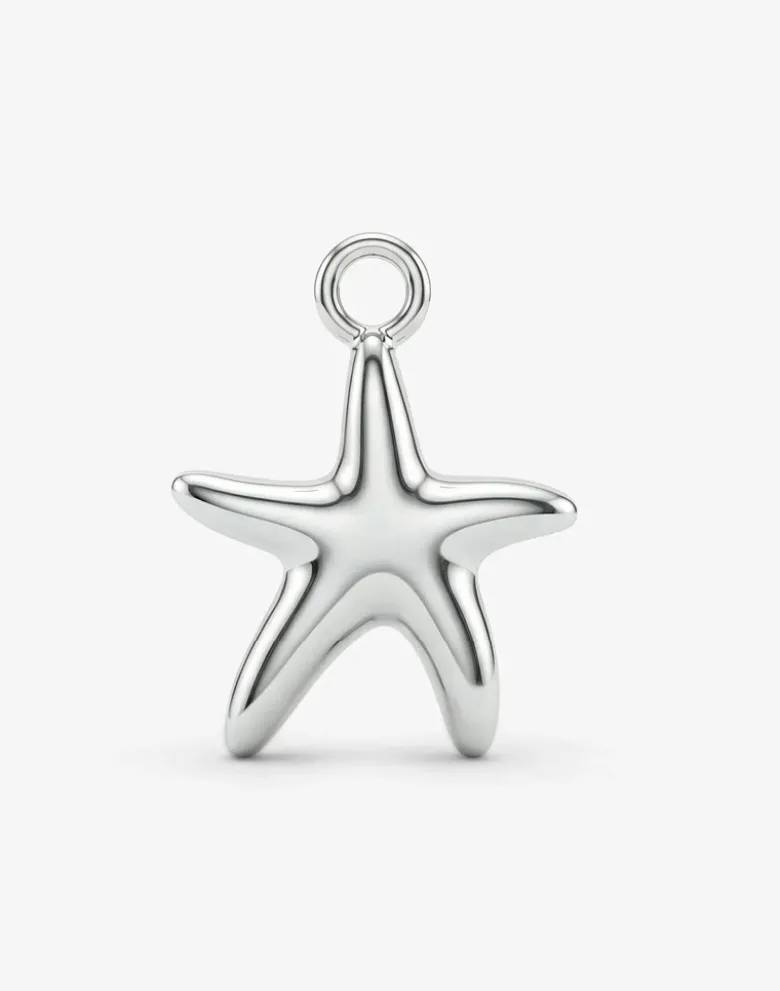 Seestern-Anhänger (1x) für Creolen-Ohrring, Silber und Gold