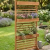 Sichtschutz / Pflanzspalier aus Teak, mit Pflanzbehälter