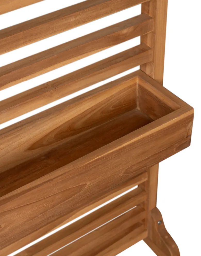 Sichtschutz / Pflanzspalier aus Teak, mit Pflanzbehälter