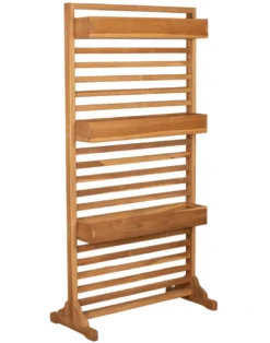 Sichtschutz / Pflanzspalier aus Teak, mit Pflanzbehälter