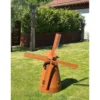 Windmühle aus Edelrost, drehbar, mit Beleuchtung