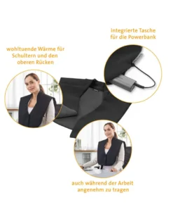 Wärmecape mit Powerbank für Schultern/Rückenbereich